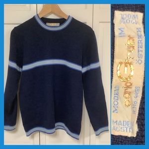 VTG Carlo Gruber Retro Striped Wool Ski Sweater Size - M Euro - Made in Austria